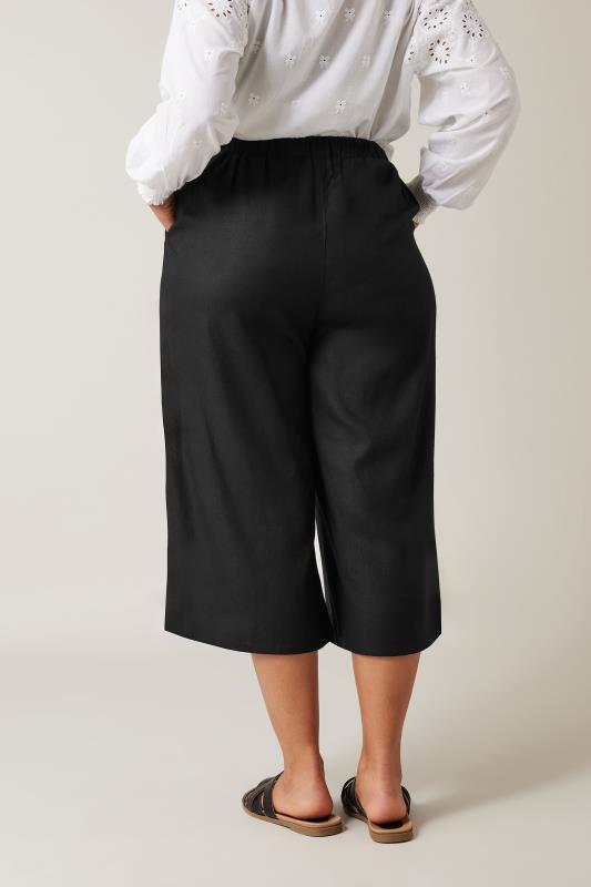 EVANS Plus Size Black Linen Culottes | Evans  3