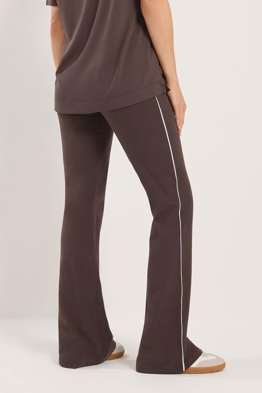 LTS Tall Chocolate Brown Striped Kick Flare Leggings | Long Tall Sally 2