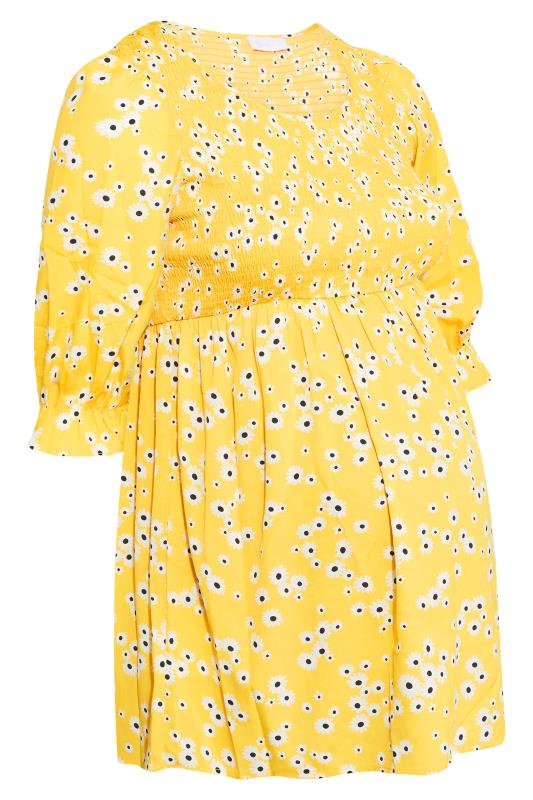 BUMP IT UP MATERNITY Plus Size Yellow Polka Dot Shirred Top | Yours Clothing 6