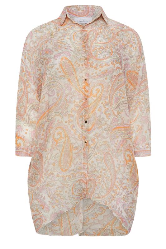 YOURS LONDON Plus Size Pink Paisley Print Longline Shirt | Yours Clothing 5