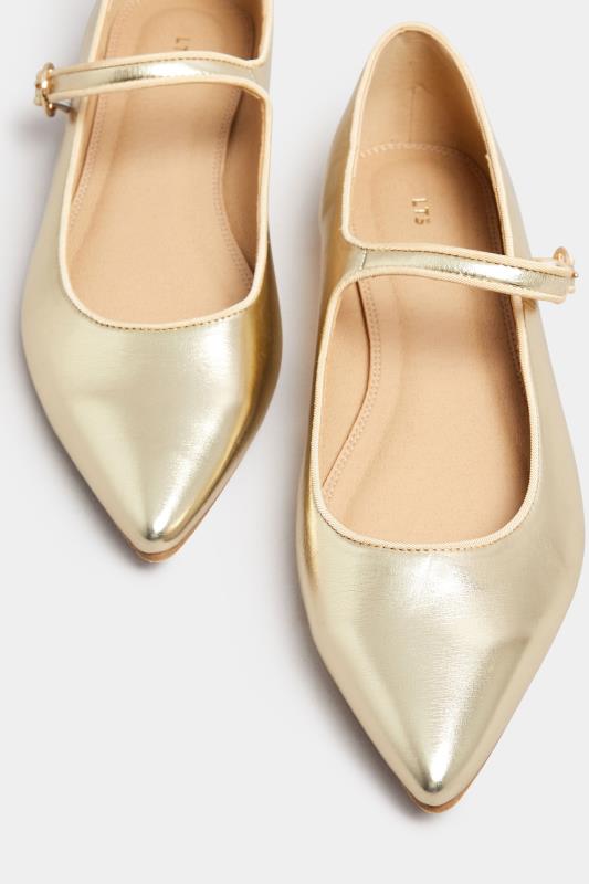 LTS Gold Mary Jane Point Flats In Standard Fit | Long Tall Sally 6