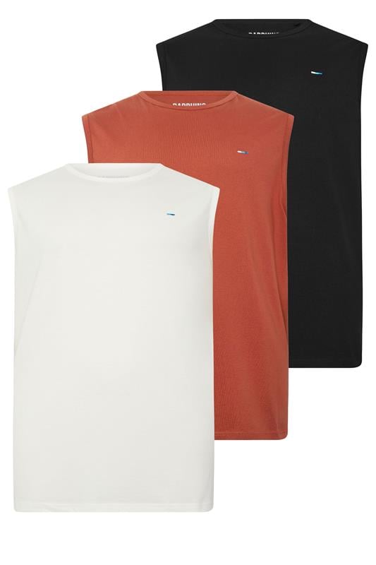 BadRhino Big & Tall 3 PACK Black/Off White/Clay Orange Muscle Vests