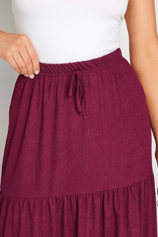 LTS Tall Women's Wine Red Tiered Crinkle Maxi Skirt | Long Tall Sally 4