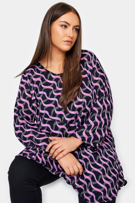 Plus Size  City Chic Purple Stripe Print Tunic Top