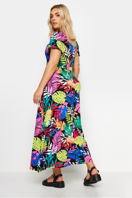 YOURS Plus Size Black Rainbow Leaf Print Wrap Dress | Yours Clothing 3