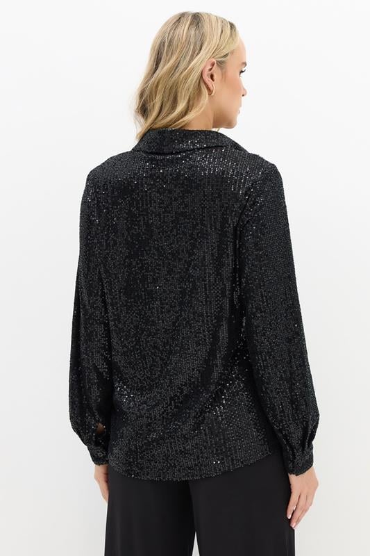 LTS Tall Black Sequin Embellished Shirt | Long Tall Sally 2