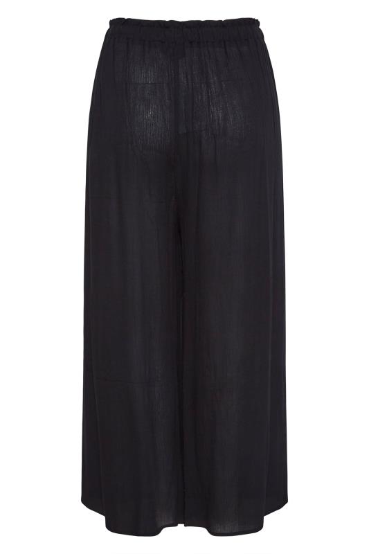 Plus Size Black Wide Leg Beach Trousers | Yours Clothing 7