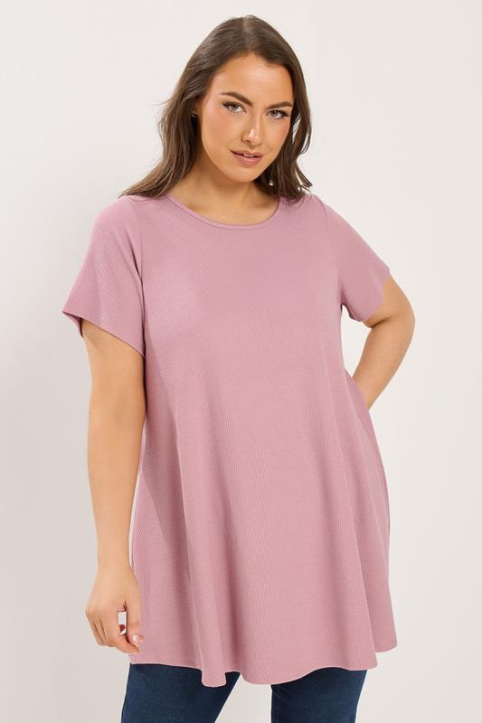  YOURS Curve Pink Ribbed Swing Top