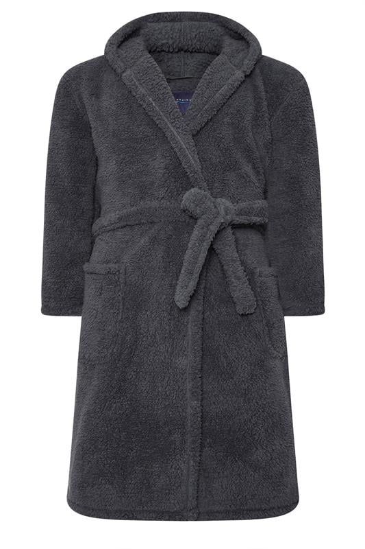 BadRhino Big & Tall Charcoal Grey Super Soft  Borg Dressing Gown | BadRhino 6