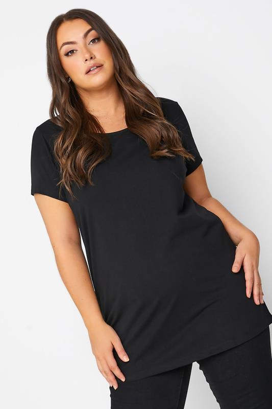 YOURS Plus Size 2 PACK Black Longline T-Shirts | Yours Clothing 2