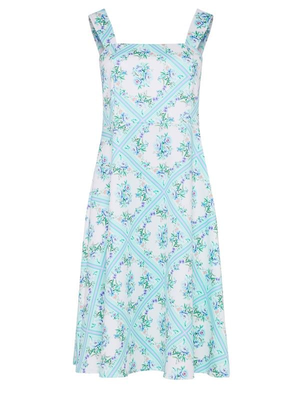 YOURS LONDON Plus Size Light Blue Floral Skater Dress | Yours Clothing 5