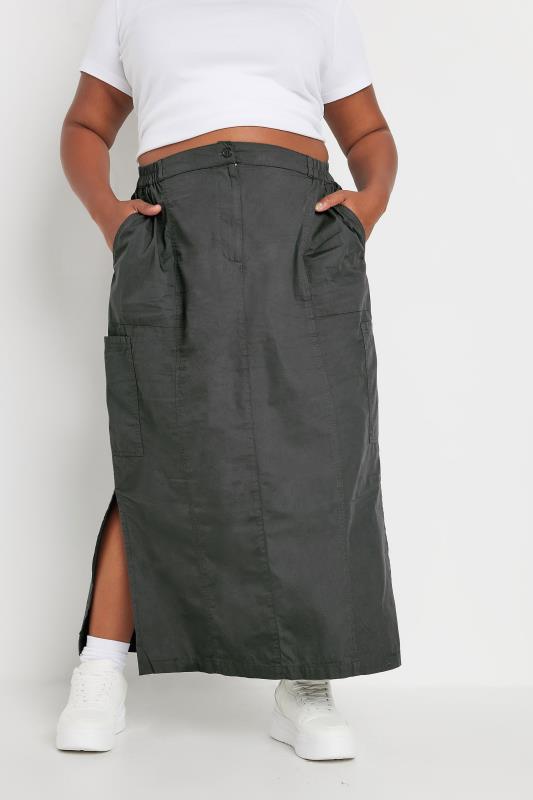 YOURS Plus Size Charcoal Grey Cargo Maxi Skirt | Yours Clothing  3