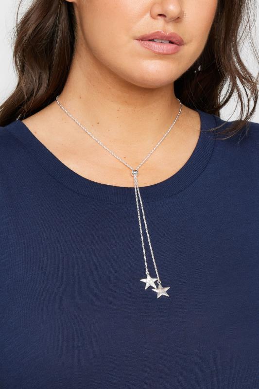 Silver Tone Star Pendant Lariat Necklace | Yours Clothing  1