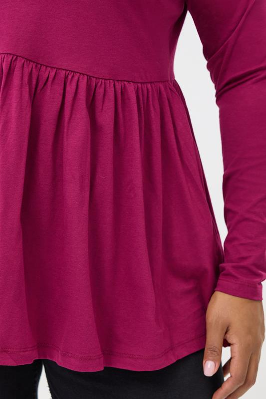 YOURS Plus Size Pink Long Sleeve Peplum Top | Yours Clothing 4
