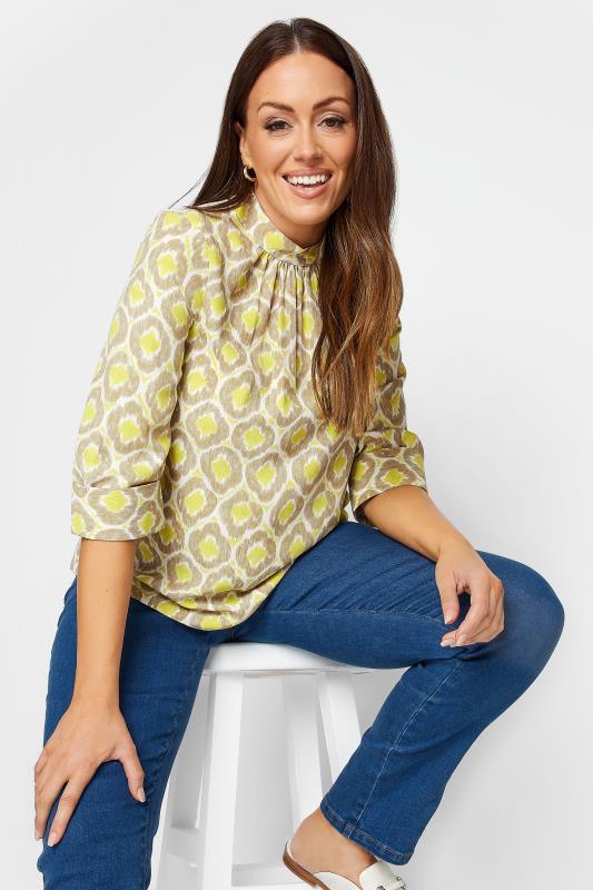 M&Co Green Geometric Print High Neck Blouse | M&Co 1