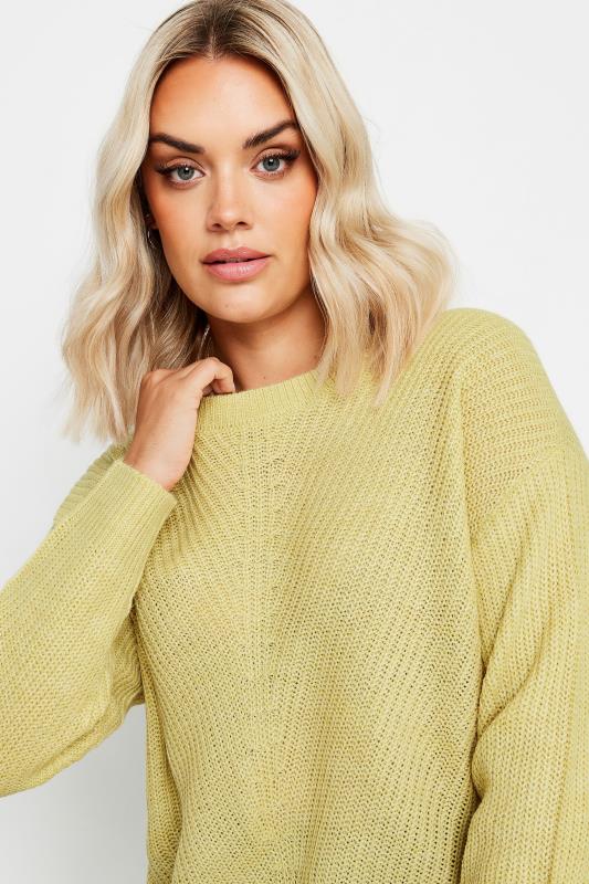 YOURS Plus Size Light Green Essential Long Sleeve Knitted Jumper | Yours Clothing 1