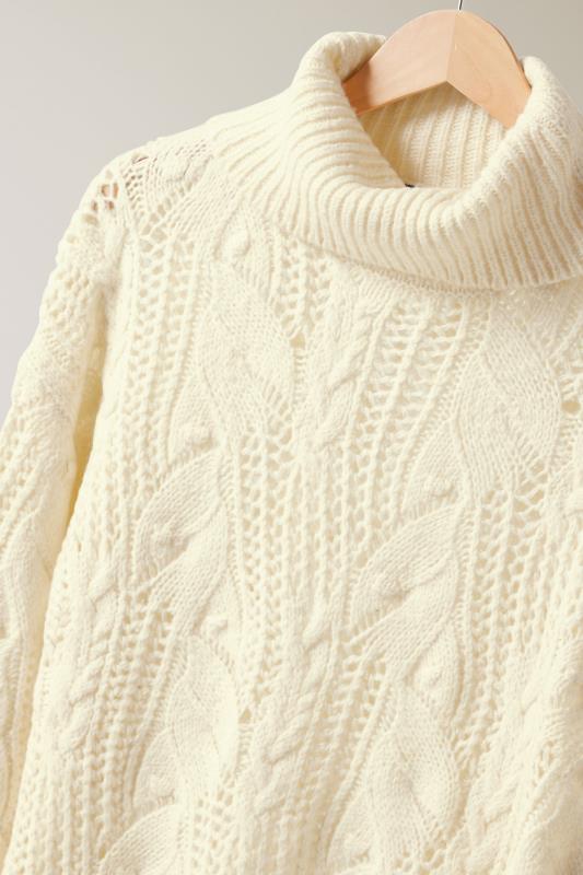 EVANS Plus Size White Roll Neck Stitch Detailing Knitted Jumper | Evans 8