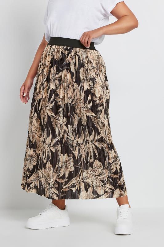 YOURS Plus Size Black Pleated Maxi Skirt | Yours Clothing 1