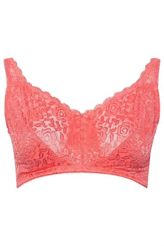  YOURS Curve Pink Hi Shine Lace Non-Padded Non-Wired Full Cup Bra