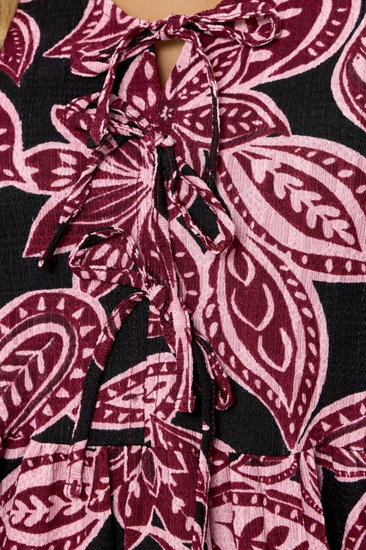 YOURS Plus Size Pink Paisley Bow Tie Detail Maxi Dress | Yours Clothing 5