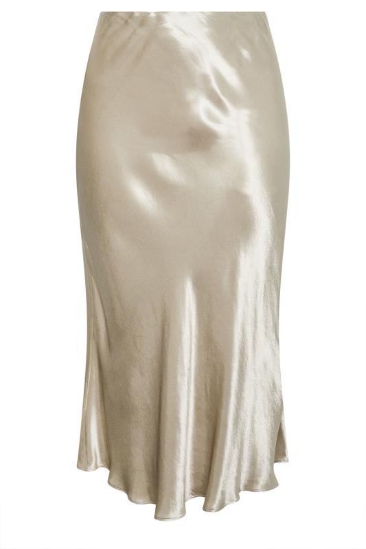 YOURS Plus Size Beige Brown Satin Maxi Skirt | Yours Clothing 5