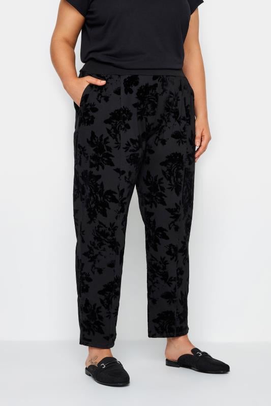 Buy Women Black Floral Velvet Bell Bottom Pants Online at Sassafras
