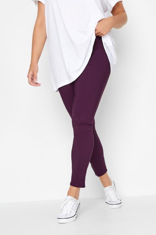Plus Size  YOURS Curve Purple Stretch Bengaline Slim Leg Trousers