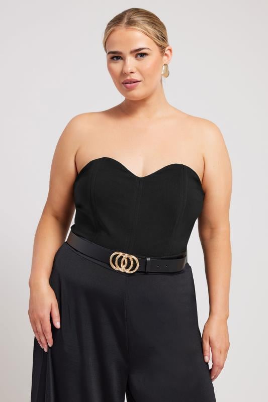 YOURS LONDON Plus Size Black Corset Bodysuit | Yours Clothing 1