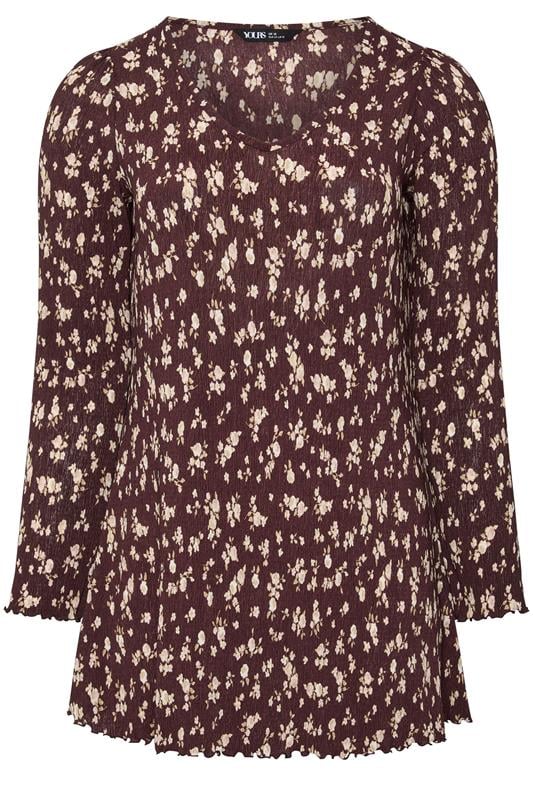  YOURS Curve Chocolate Brown Ditsy Floral Tunic Top