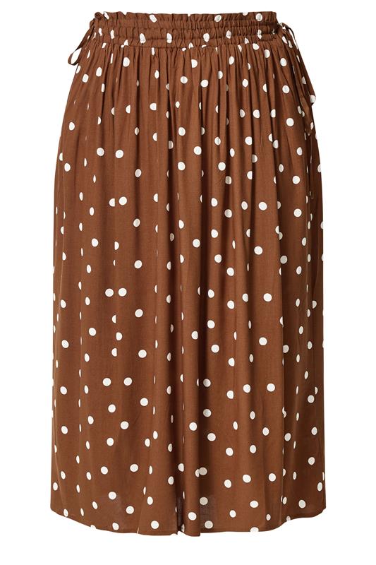 YOURS Plus Size Brown Polka Dot Skirt | Yours Clothing 4