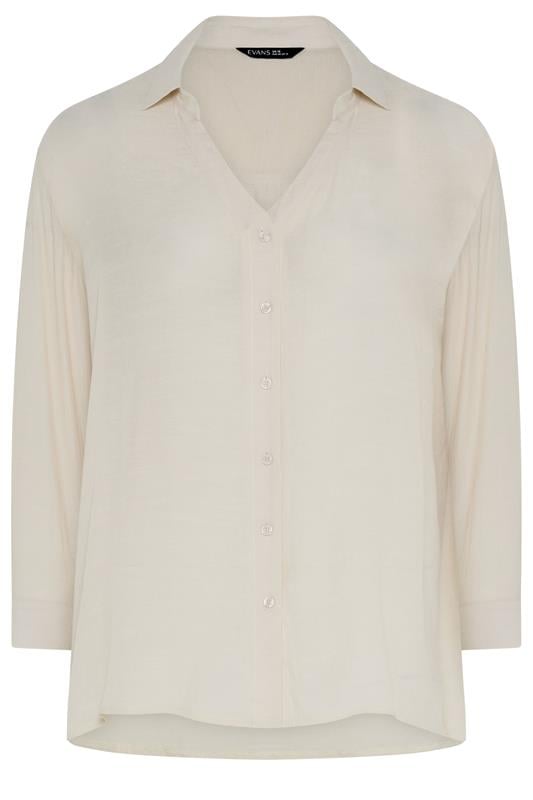 EVANS Plus Size Natural Brown Sheer Long Sleeve Shirt | Evans 6