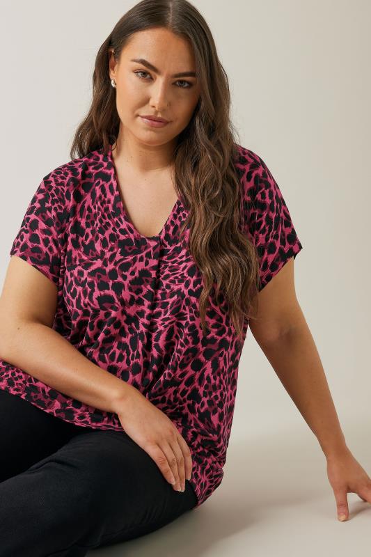 EVANS Plus Size Pink Leopard Print Swing Top | Evans 4