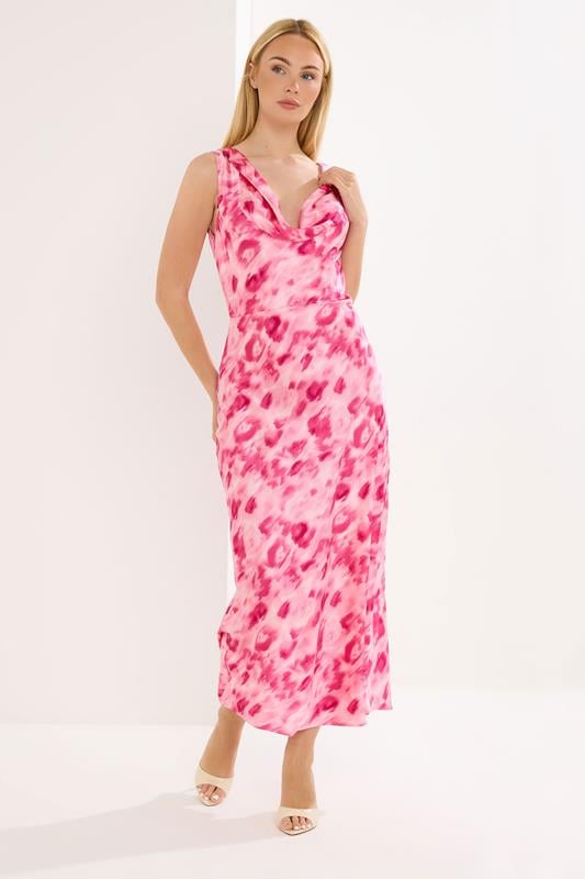 STAR Pink Abstract Cowl Neck Dress