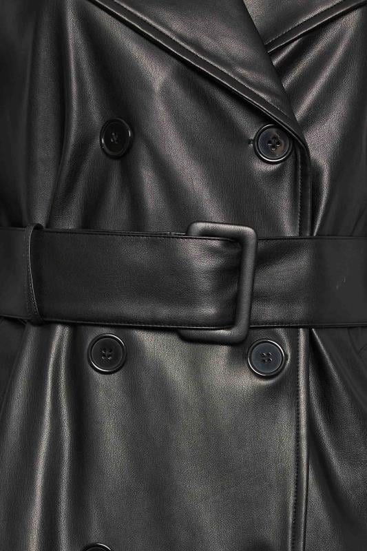 YOURS Plus Size Black Faux Leather Trench Coat | Yours Clothing 7