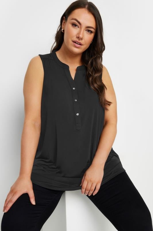 YOURS Plus Size Black Sleeveless Blouse | Yours Clothing 1