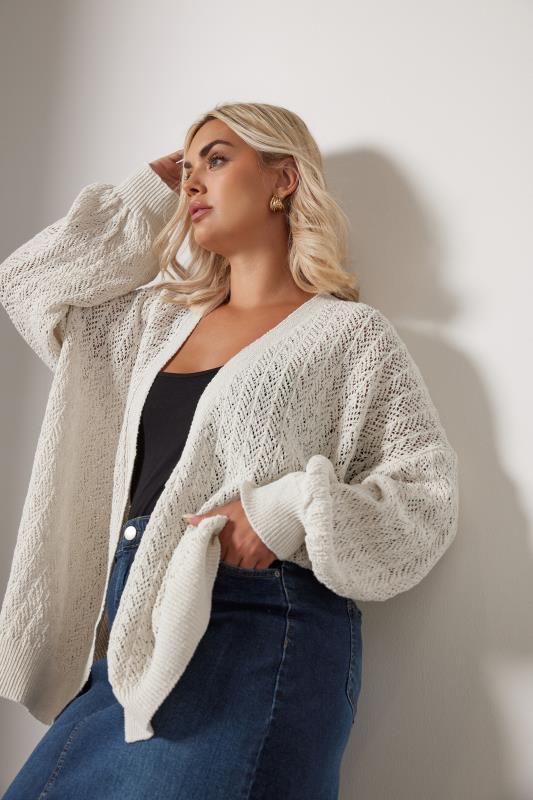 YOURS Plus Size White Pointelle Cardigan | Yours Clothing 1