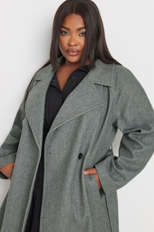 YOURS Plus Size Charcoal Grey Unlined Formal Maxi Coat | Yours Clothing 4