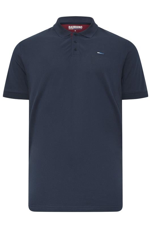BadRhino Big & Tall Navy Blue & Red Contrast Polo Shirt | BadRhino 5
