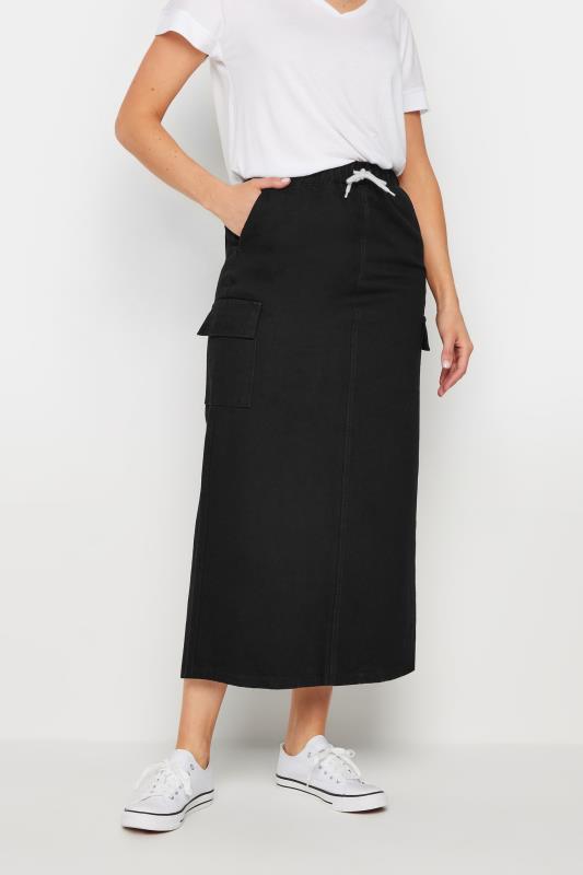 LTS Tall Black Wash Cargo Denim Maxi Skirt | Long Tall Sally 3