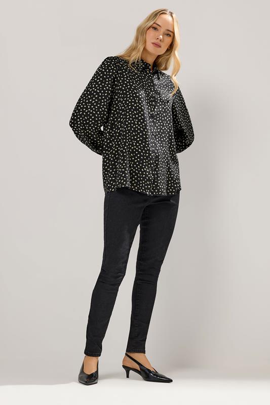 LTS Tall Black Spot Balloon Sleeve Shirt | Long Tall Sally 1