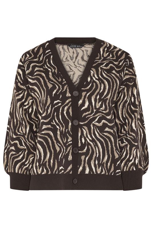 LIMITED COLLECTION Plus Size Brown Zebra Balloon Sleeve Cardigan | Yours Clothing 5
