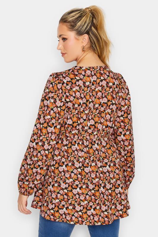 YOURS Plus Size Womens Curve Orange & Pink Floral Print Blouse 4