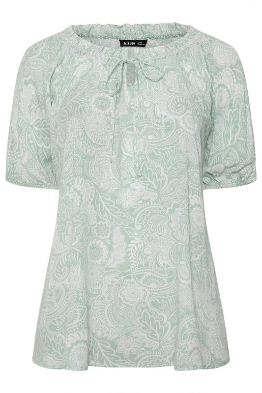 YOURS Plus Size Sage Green Textured Ditsy Floral Top | Yours Clothing 5