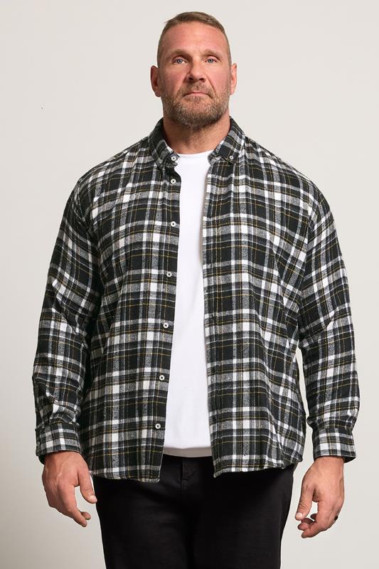 BadRhino Big & Tall Black & Yellow Brushed Checked Shirt | BadRhino 1