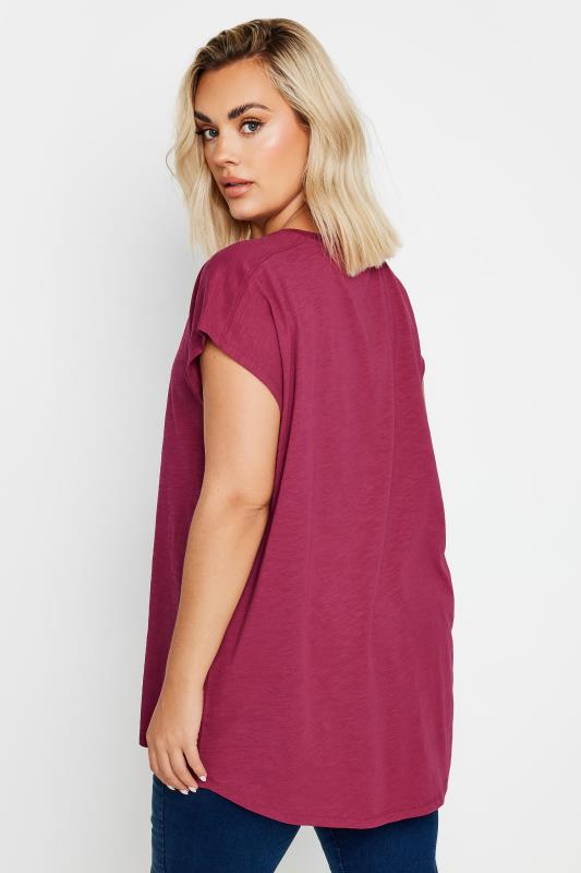 YOURS Plus Size Burgundy Red Crew Neck T-Shirt | Yours Clothing 3