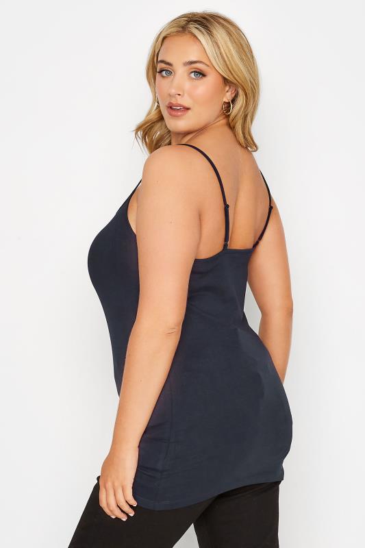  3 PACK Plus Size Black & Navy Blue Cami Tops | Yours Clothing  4