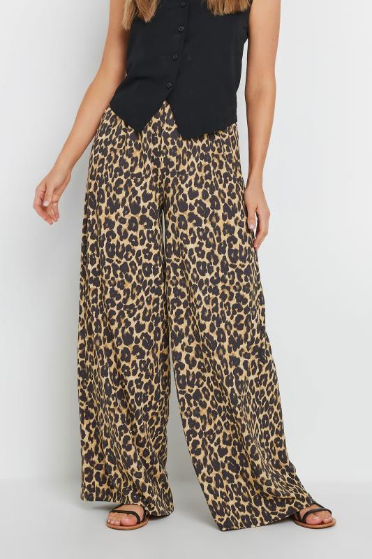 LTS Tall Black Leopard Print Wide Leg Trousers | Long Tall Sally 2