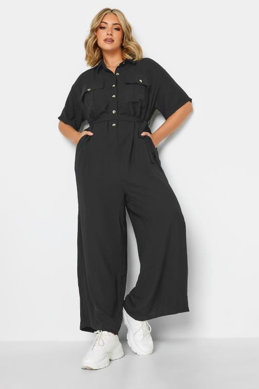 Plus Size  YOURS Curve Black Button Front Jumpsuit