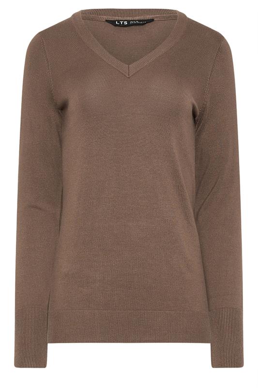 LTS Tall Brown V-neck Long Sleeve Jumper | Long Tall Sally 5