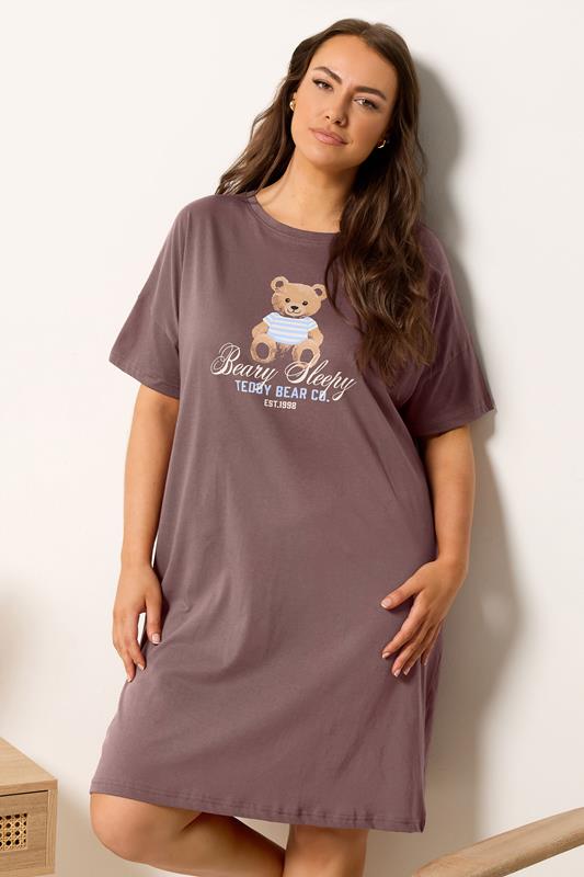  YOURS Curve Chocolate Brown 'Beary Sleepy'  Sleep Tee Nightdress